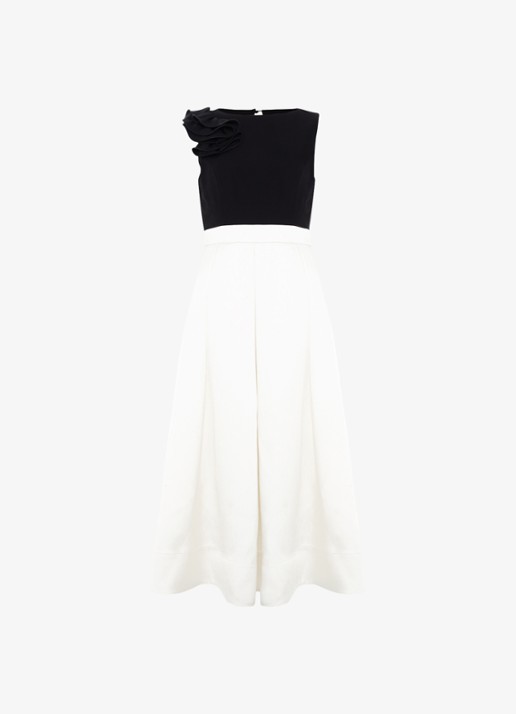 Phase Eight Perla midi jurk met steekzakken - voorkant zwart