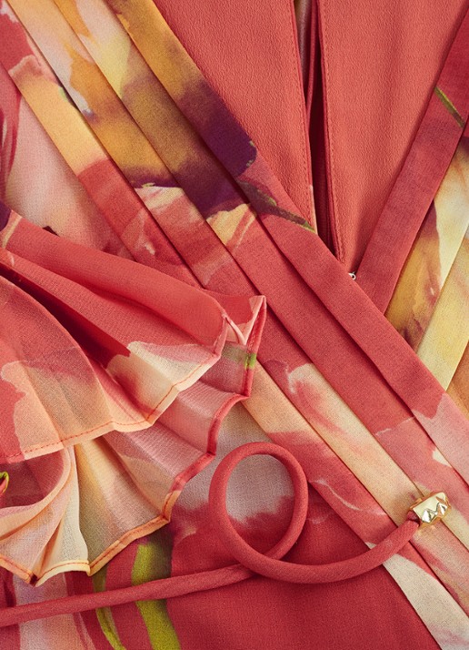 Phase Eight Petite Abigail maxi jurk met plooien en vlindermouw - detail 5 orange