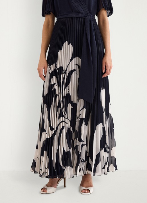 Phase Eight Petite Abigail maxi wikkeljurk met plooien - detail 7 donkerblauw
