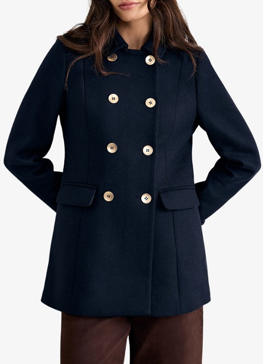 Phase Eight Petite Aurelie mantel in wolblend - detail donkerblauw