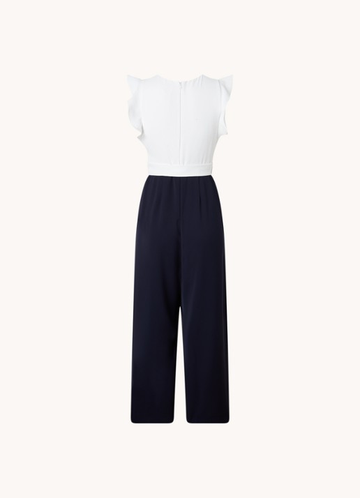 Phase Eight Petite Ayla wide fit jumpsuit met strikceintuur - achterkant donkerblauw