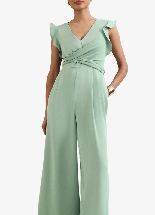 Phase Eight Petite Ayla wide fit jumpsuit met strikceintuur - detail 4 mint
