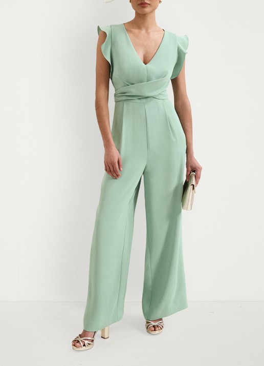 Phase Eight Petite Ayla wide fit jumpsuit met strikceintuur - voorkant 2 mint