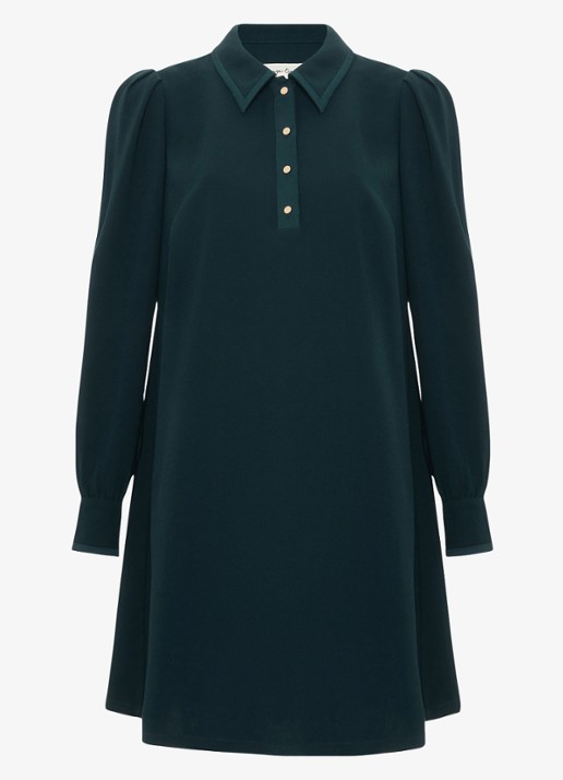 Phase Eight Petite Gina mini jurk met polokraag - voorkant groen