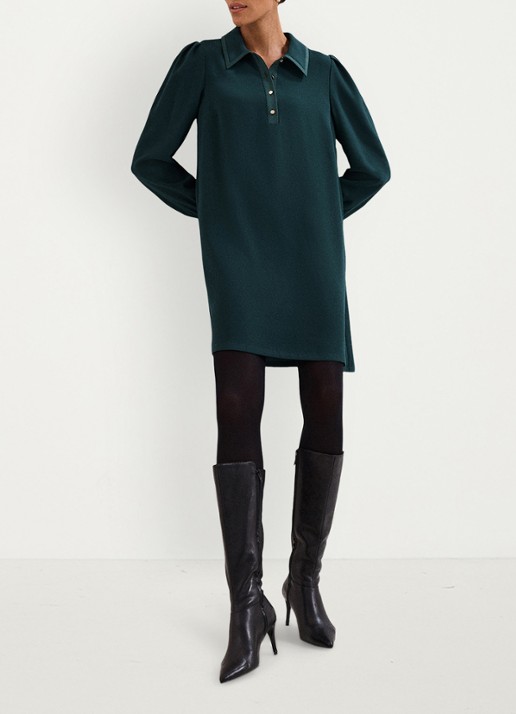 Phase Eight Petite Gina mini jurk met polokraag - voorkant 2 groen