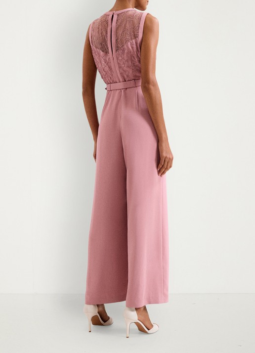 Phase Eight Petite Ivanna jumpsuit met broderie en ceintuur - achterkant 2 oudroze