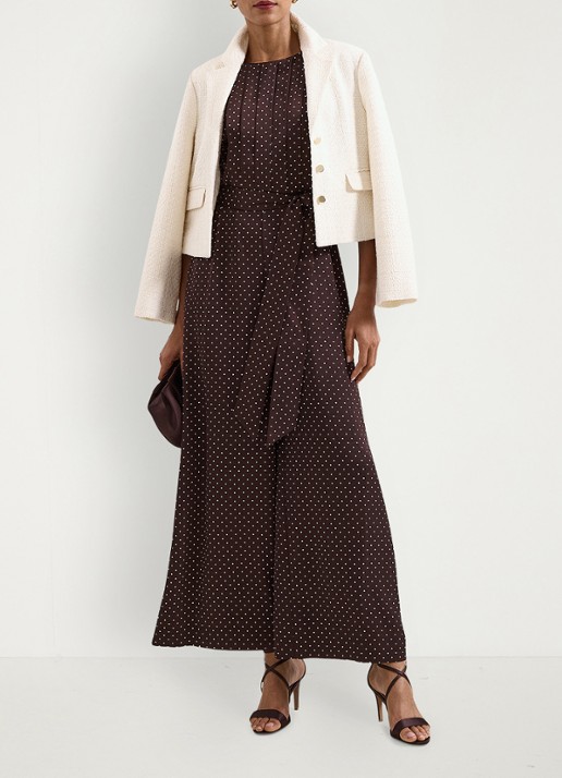 Phase Eight Petite Janine wide fit jumpsuit met stippenprint - detail 3 donkerbruin