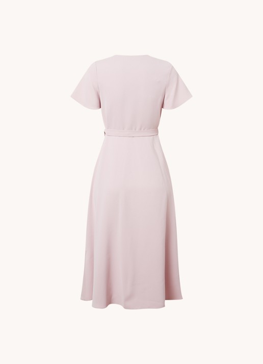 Phase Eight Petite Julissa midi wikkeljurk met strikceintuur - achterkant 2 roze