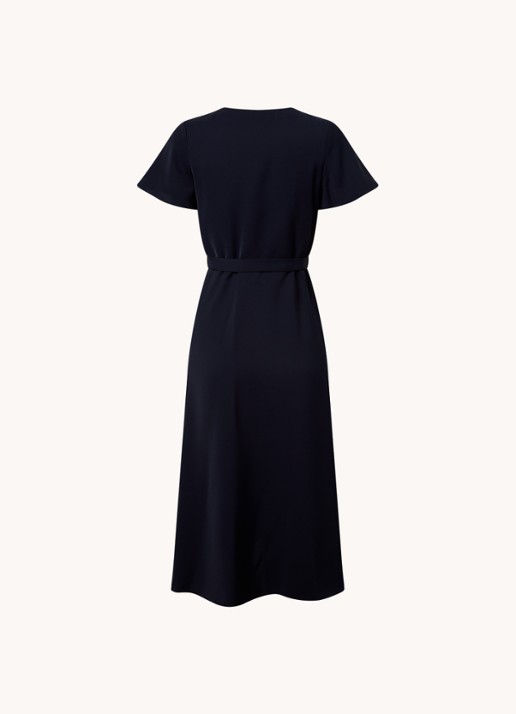 Phase Eight Petite Julissa midi wikkeljurk met strikceintuur - achterkant donkerblauw