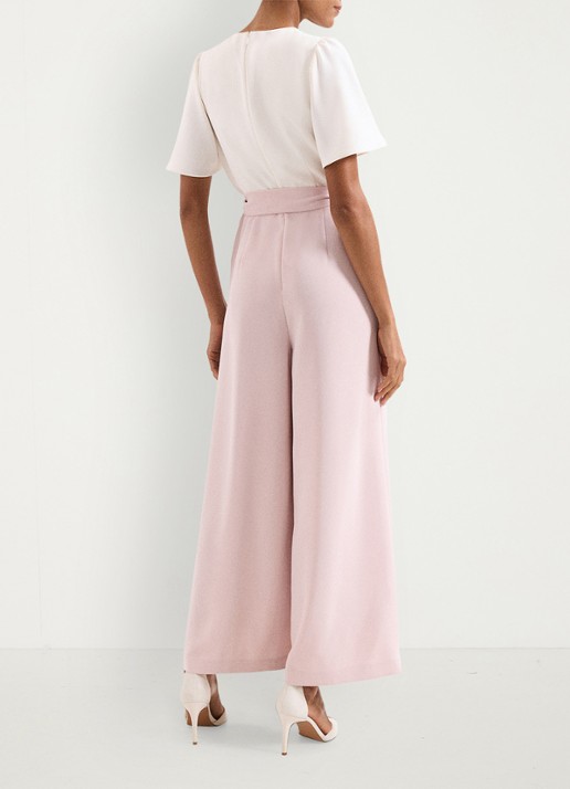 Phase Eight Petite Kallie wide fit jumpsuit met steekzakken en strikceintuur - achterkant 3 oudroze