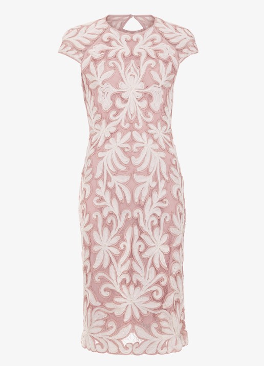Phase Eight Petite Karima midi jurk met borduring - voorkant 6 oudroze