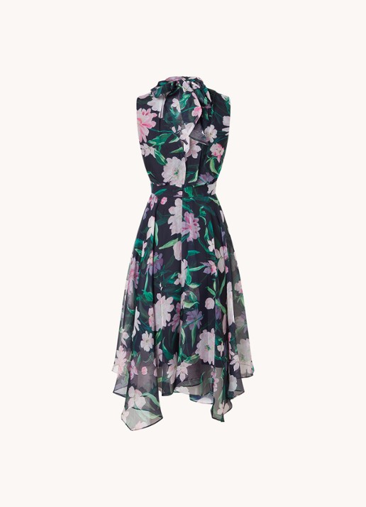 Phase Eight Petite Lucinda midi jurk met bloemenprint - achterkant zwart