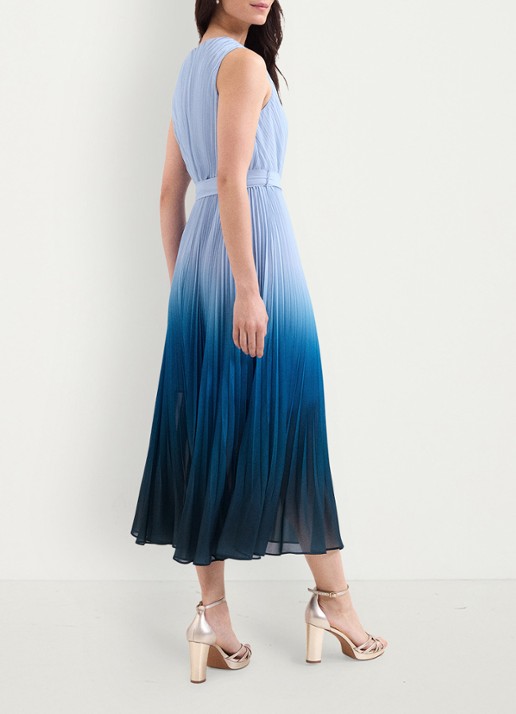 Phase Eight Petite Mira midi jurk met strikceintuur - achterkant 6 blauw