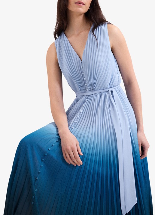 Phase Eight Petite Mira midi jurk met strikceintuur - detail 3 blauw