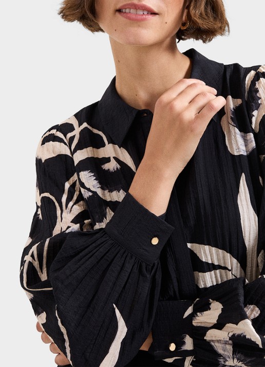 Phase Eight Petite Natalie midi tuniekjurk met print en strikceintuur - detail 5 zwart