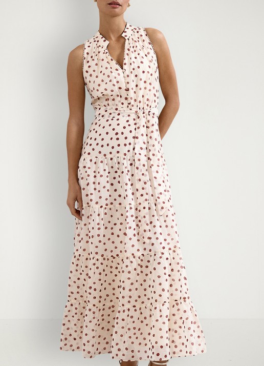 Phase Eight Petite Nita maxi jurk met stippenprint en strikceintuur