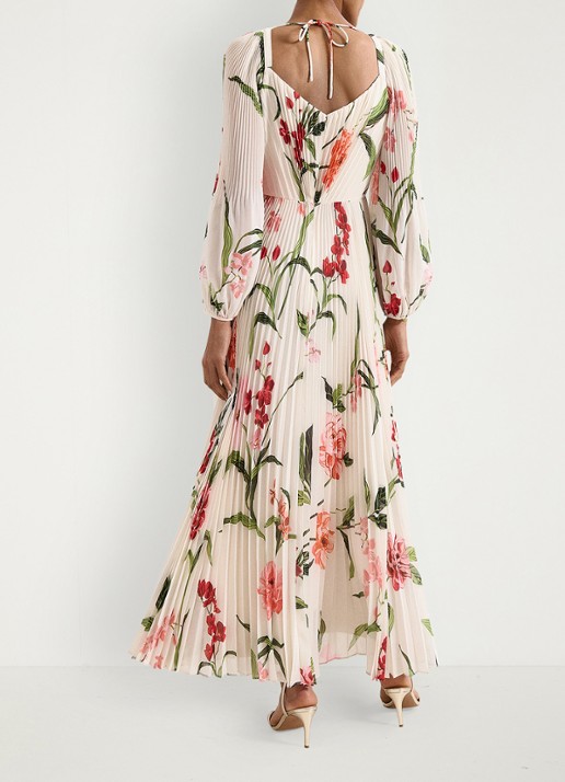 Phase Eight Petite Reanna maxi jurk met bloemenprint - achterkant ivoor