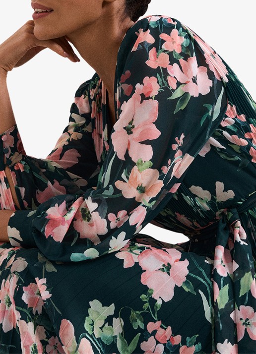 Phase Eight Petite Rosa maxi jurk met plooien en print - detail 6 groen
