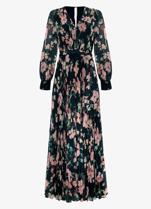 Phase Eight Petite Rosa maxi jurk met plooien en print - voorkant 2 groen