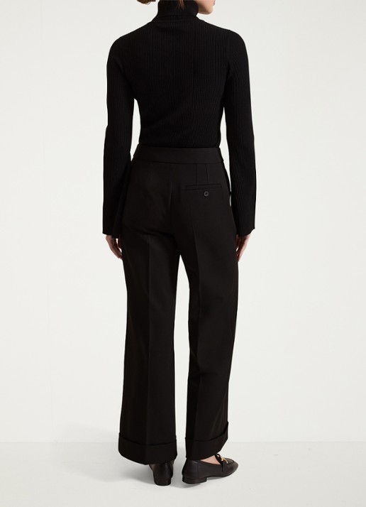 Phase Eight Petite Trixie mid waist straight fit pantalon met steekzakken - achterkant 3 zwart
