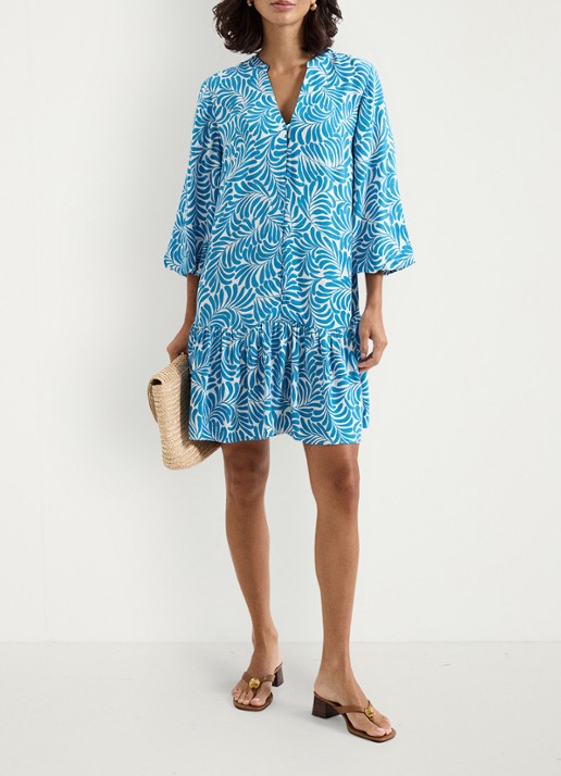 Phase Eight Phoebe mini tuniekjurk met print - voorkant 3 blauw