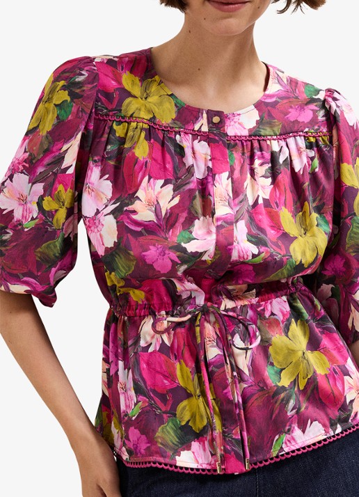 Phase Eight Pia blouse met bloemenprint - detail 6 donkerroze