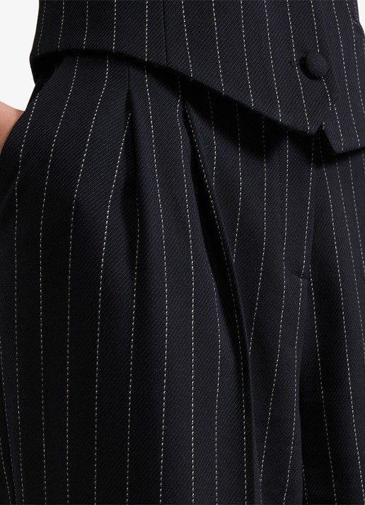 Phase Eight Pia high waist wide fit pantalon met krijtstreep en lurex - detail 4 donkerblauw