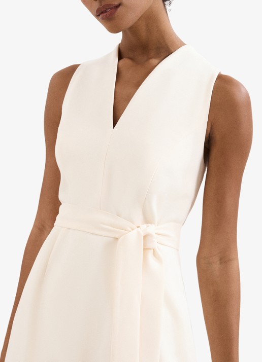 Phase Eight Pia midi jurk met strikceintuur en plooien - detail 5 ivory