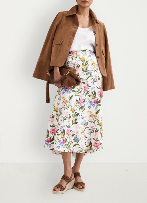 Phase Eight Piper midi rok met bloemenprint - detail 7 ivory