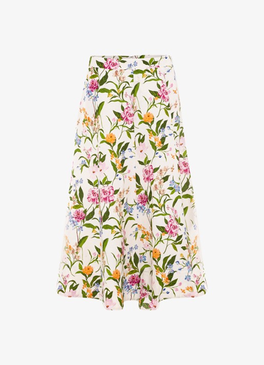 Phase Eight Piper midi rok met bloemenprint - voorkant 2 ivory