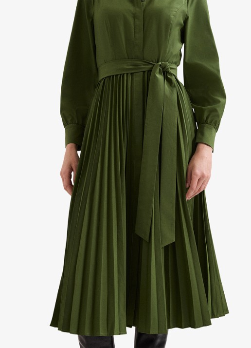 Phase Eight Pleated midi jurk met pofmouwen - detail 7 olijfgroen
