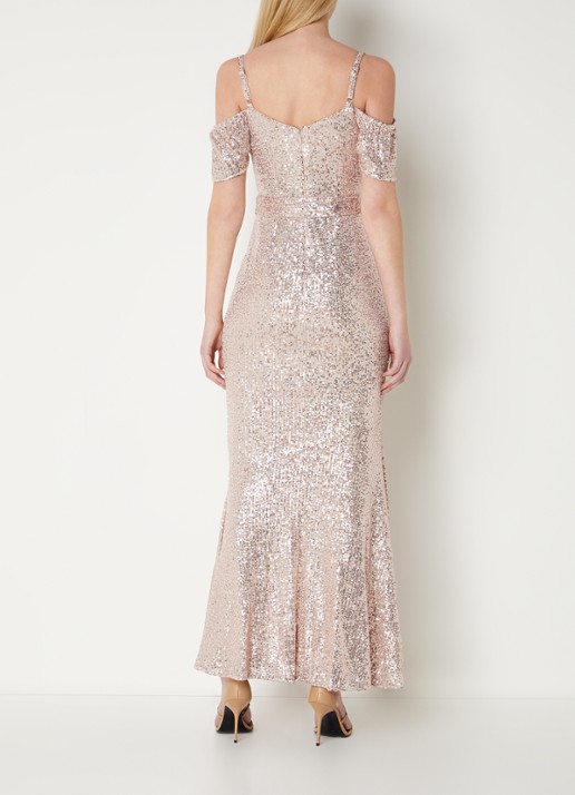Phase Eight Poppy Sequin Dress Rose Gold 0 - achterkant oudroze