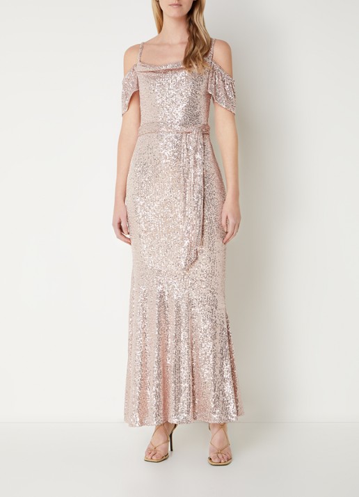 Phase Eight Poppy Sequin Dress Rose Gold 0 - voorkant 3 oudroze