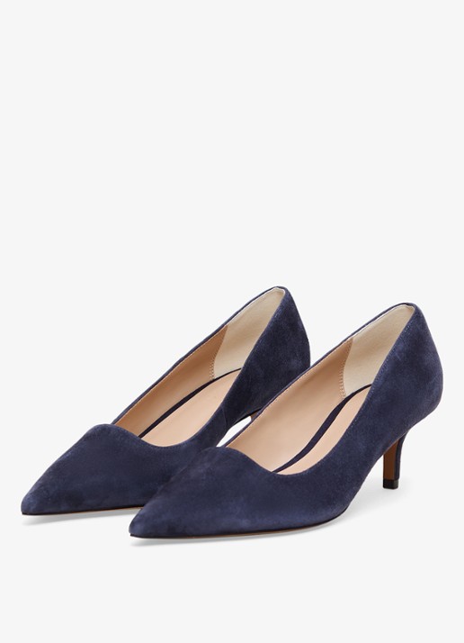 Phase Eight Pump van geitensuède - voorkant 7 donkerblauw