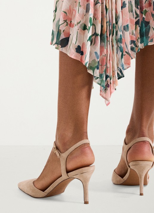 Phase Eight Pump van geitensuède - achterkant beige