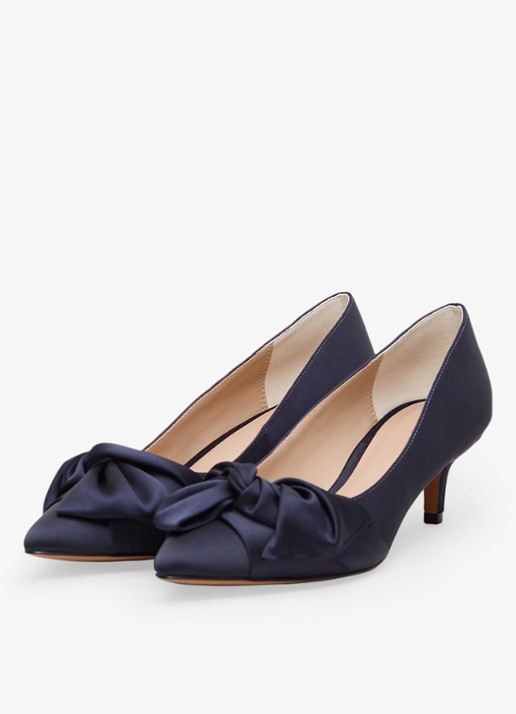 Phase Eight Pump van satijn met strikdetail - detail 3 donkerblauw