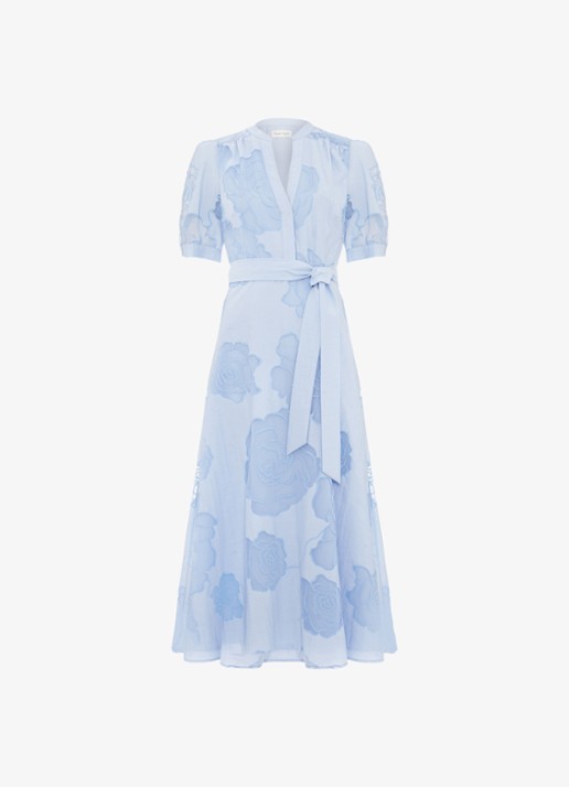 Phase Eight Queenie midi tuniekjurk met strikceintuur - voorkant 6 blue