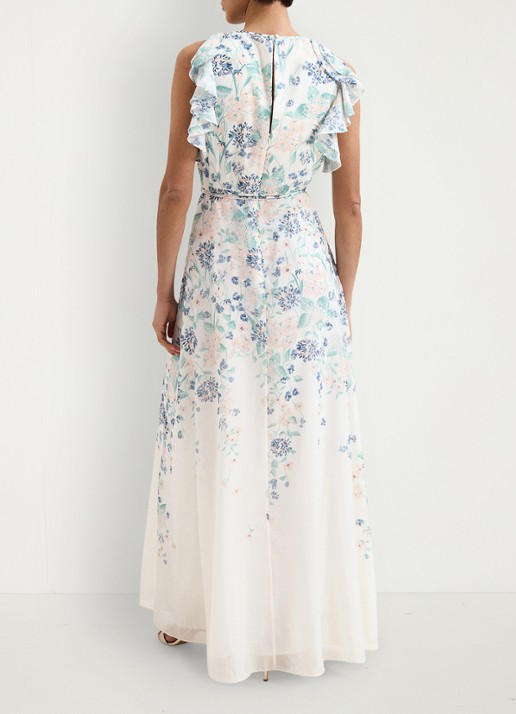 Phase Eight Rachel maxi jurk met bloemenprint en strikceintuur - achterkant creme