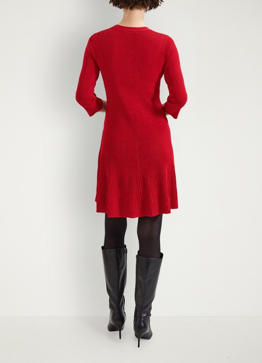 Phase Eight Rachel mini jurk met plooien - achterkant koraalrood