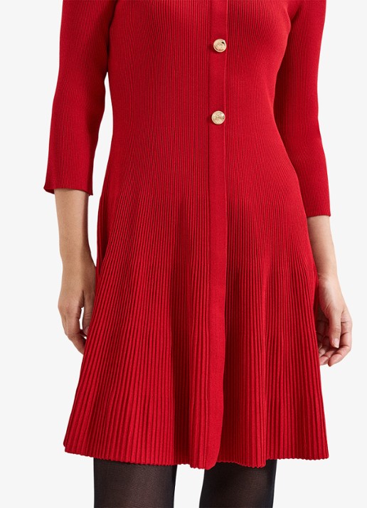 Phase Eight Rachel mini jurk met plooien - detail 7 koraalrood