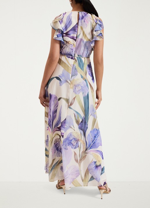 Phase Eight Rachel mouwloze maxi jurk met volant - achterkant 7 lavendel