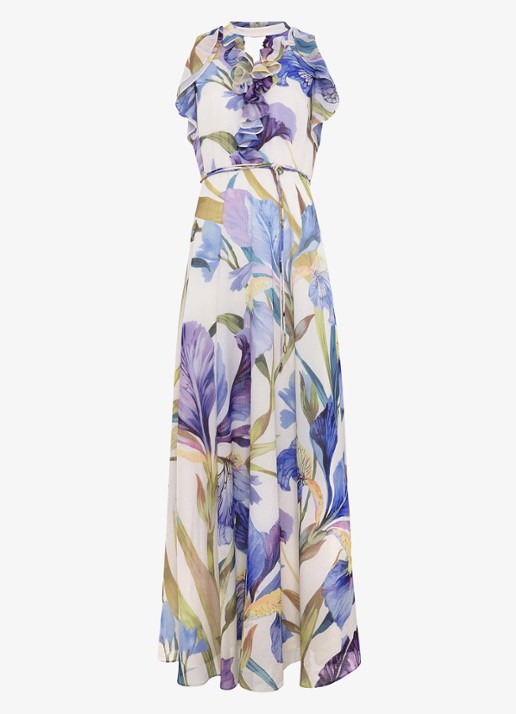 Phase Eight Rachel mouwloze maxi jurk met volant - voorkant lavendel