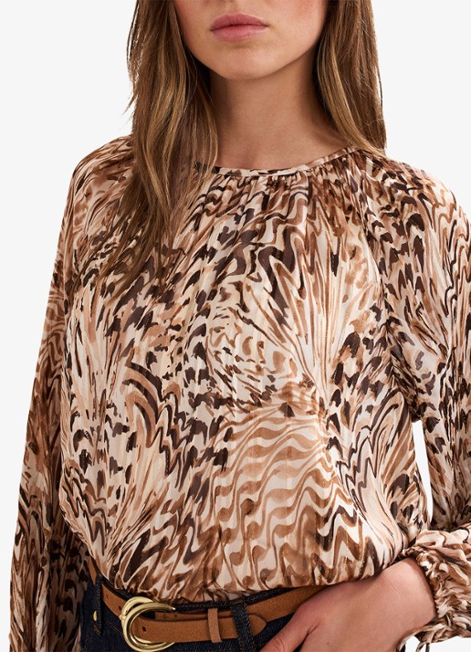 Phase Eight Rafaella blouse met grafische print - detail 6 lichtbruin