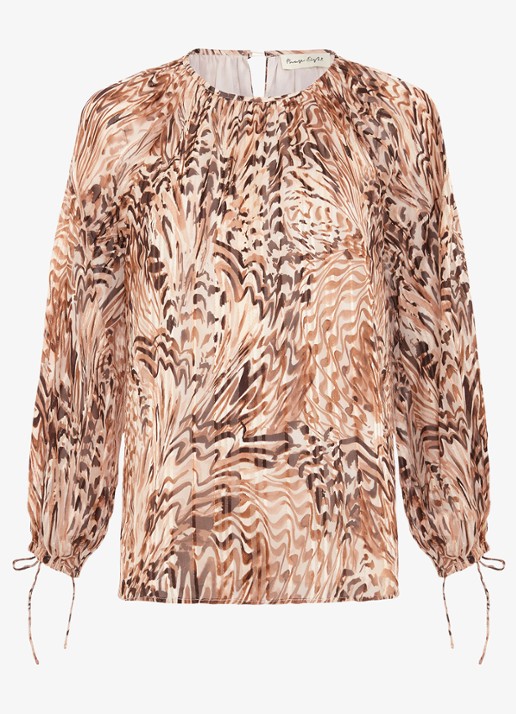 Phase Eight Rafaella blouse met grafische print - voorkant lichtbruin