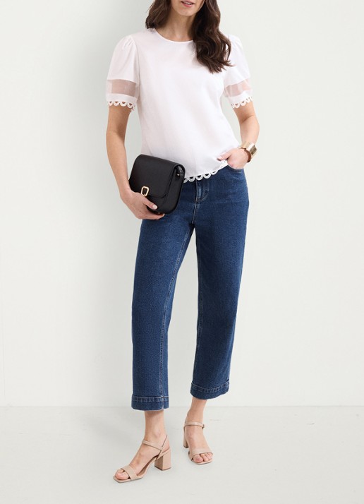 Phase Eight Rebecca tuniek met mesh - voorkant 2 wit