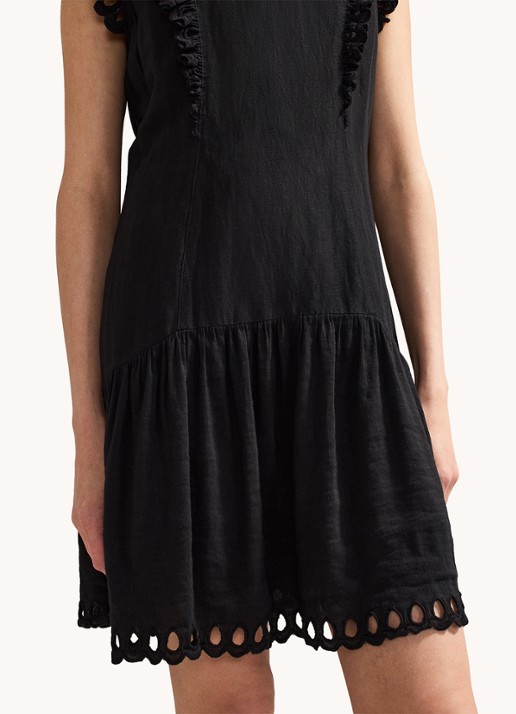 Phase Eight Reena mini jurk in linnenblend met ruches - detail 6 zwart