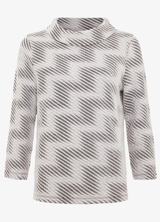 Phase Eight Rena top met pied-de-poule dessin en structuur  - voorkant 5 ivoor