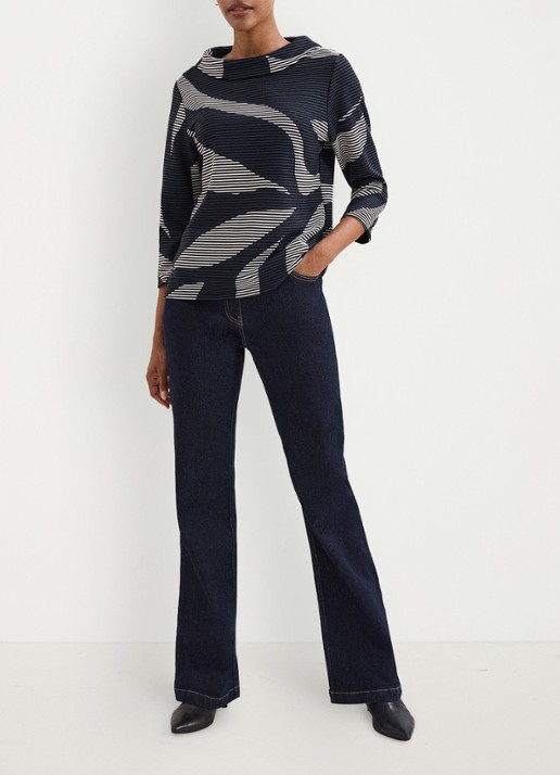 Phase Eight Rena top met print - voorkant 2 donkerblauw