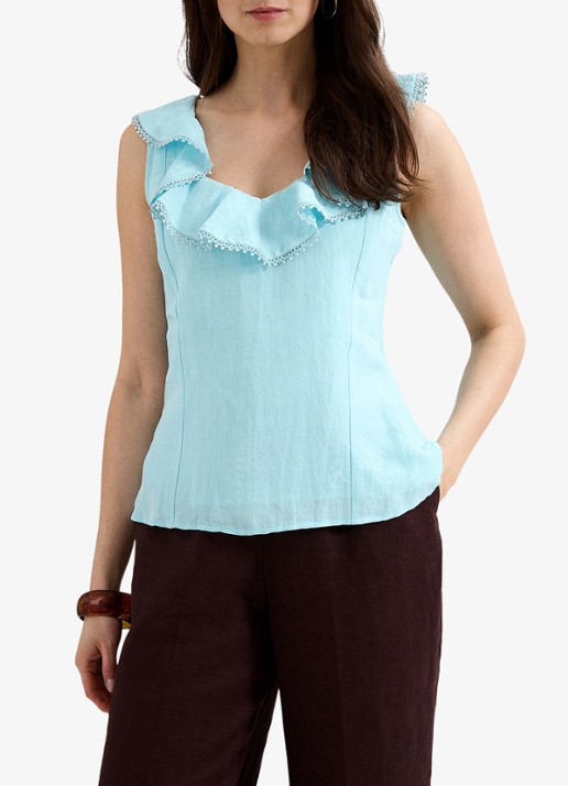 Phase Eight Rhona top in linnenblend met volant
