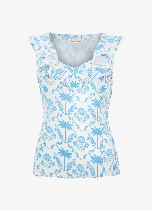 Phase Eight Rhonda blouse met bloemenprint - voorkant 5 lichtblauw